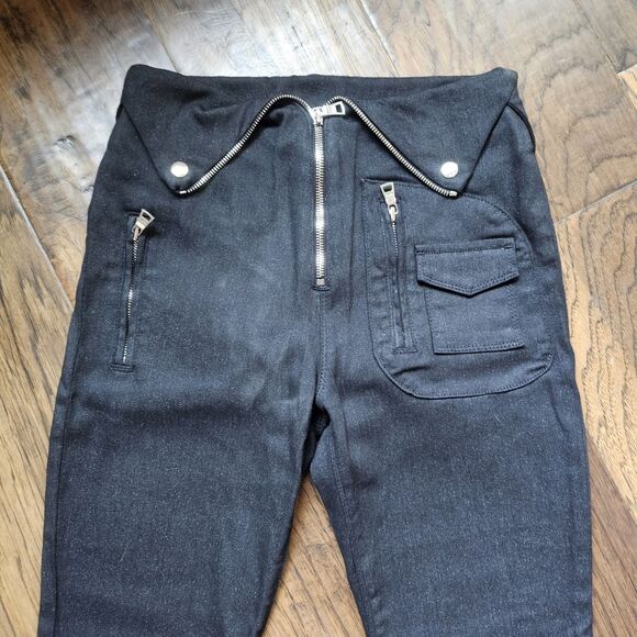 RTA Diavolina Moto Pant Sparkle Black Skinny Leg + Zips Size 26, Gothic - Picture 9 of 10